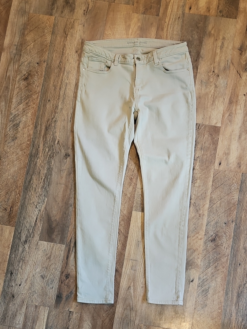 👖Michael Kors Slim Stretch Jeans in Light Beige